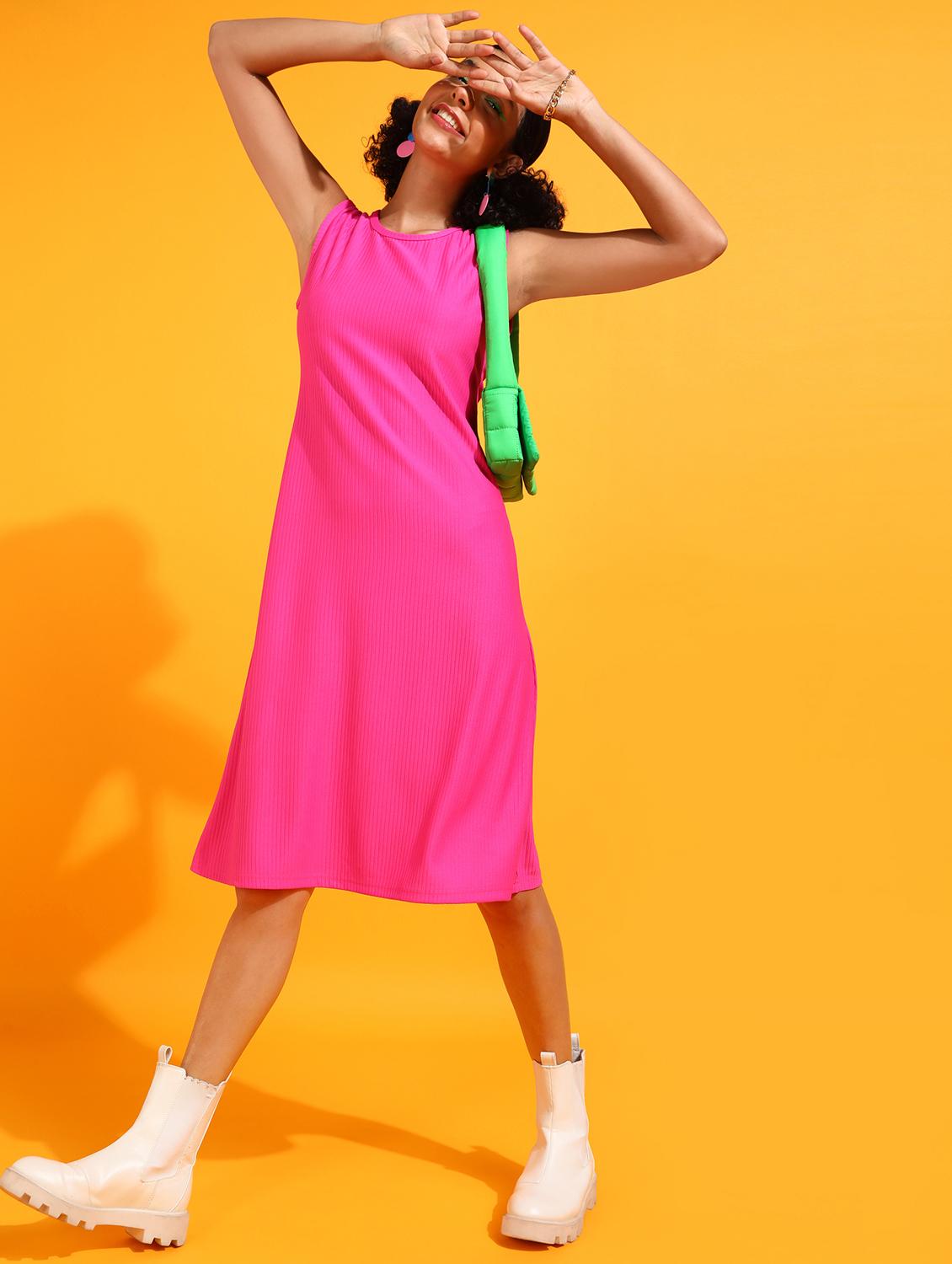 pink polyester aline dress - 21523798 - Zoom Image - 0