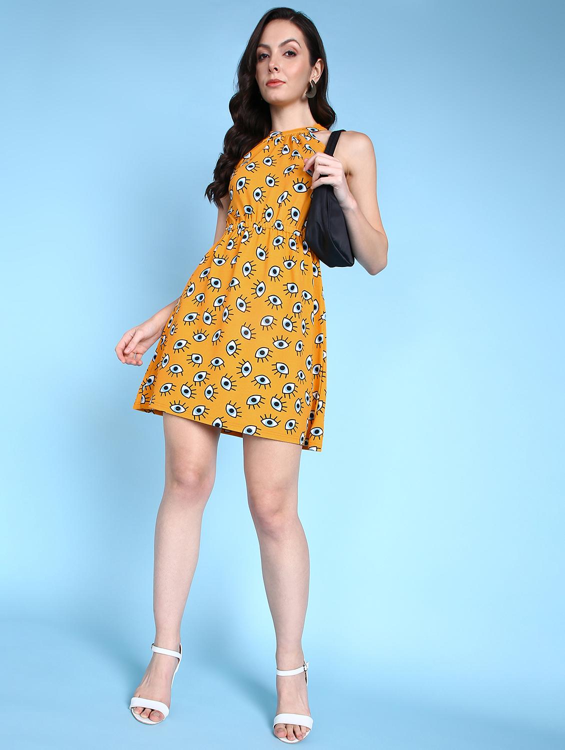 women printed halter neck a-line dress - 21523809 -  Zoom Image - 0