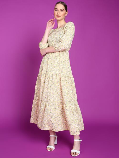 women floral printed square neck tiered dress - 21523819 -  Standard Image - 0