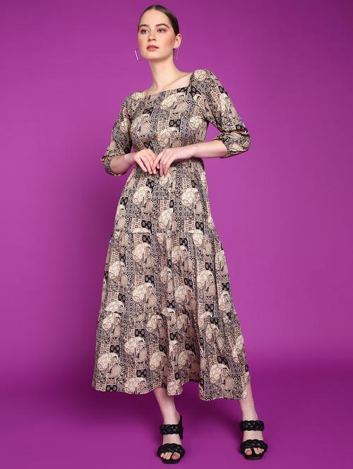 women printed square neck tiered dress - 21523820 -  Standard Image - 0