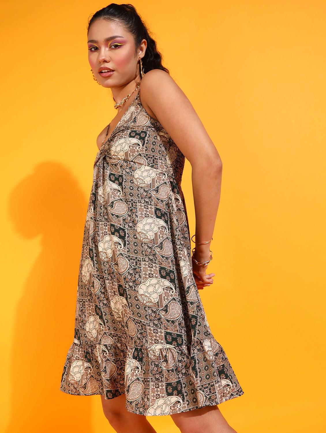 women printed sleeveless tiered dress - 21523832 - Zoom Image - 0
