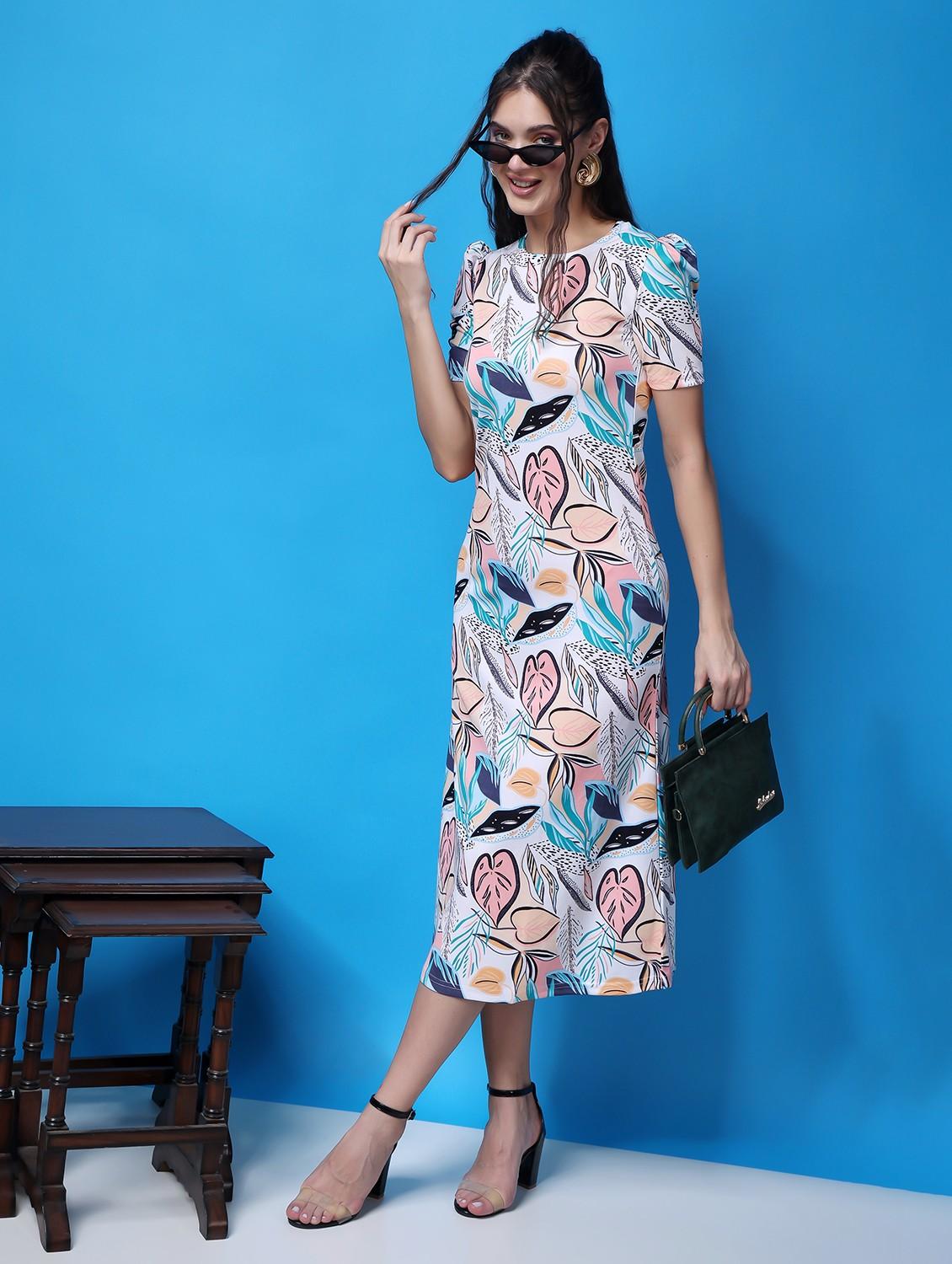 women printed short sleeves sheath dress - 21523852 -  Zoom Image - 0