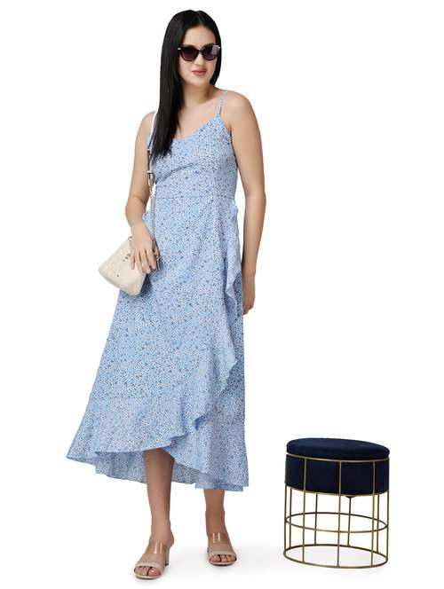 women floral printed sleeveless wrap dress - 21523861 - Standard Image - 0