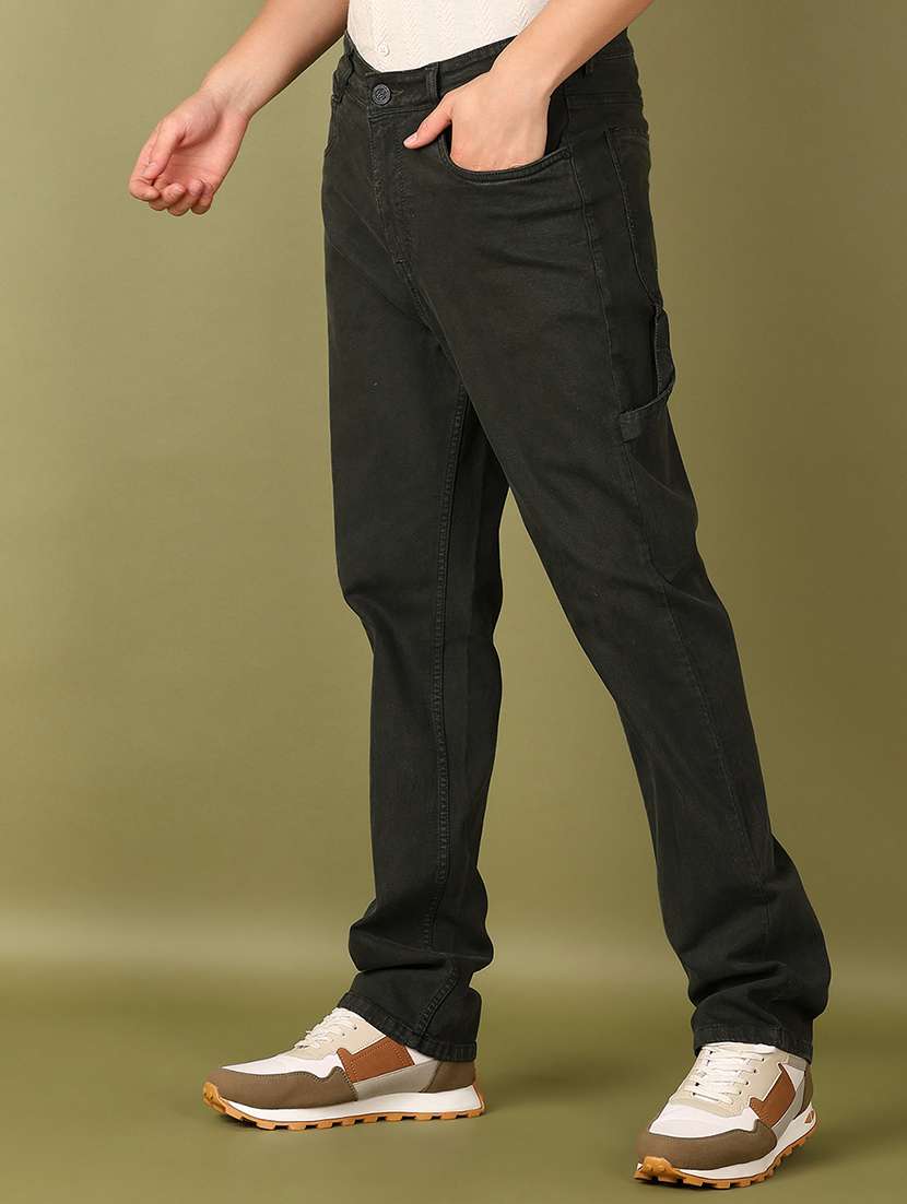 men olive solid jeans - 21524059 -  Standard Image - 2