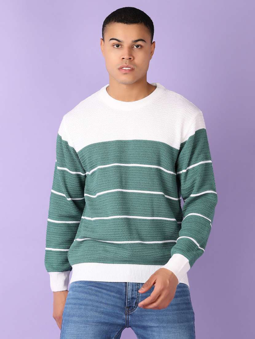 men self design round neck pullover