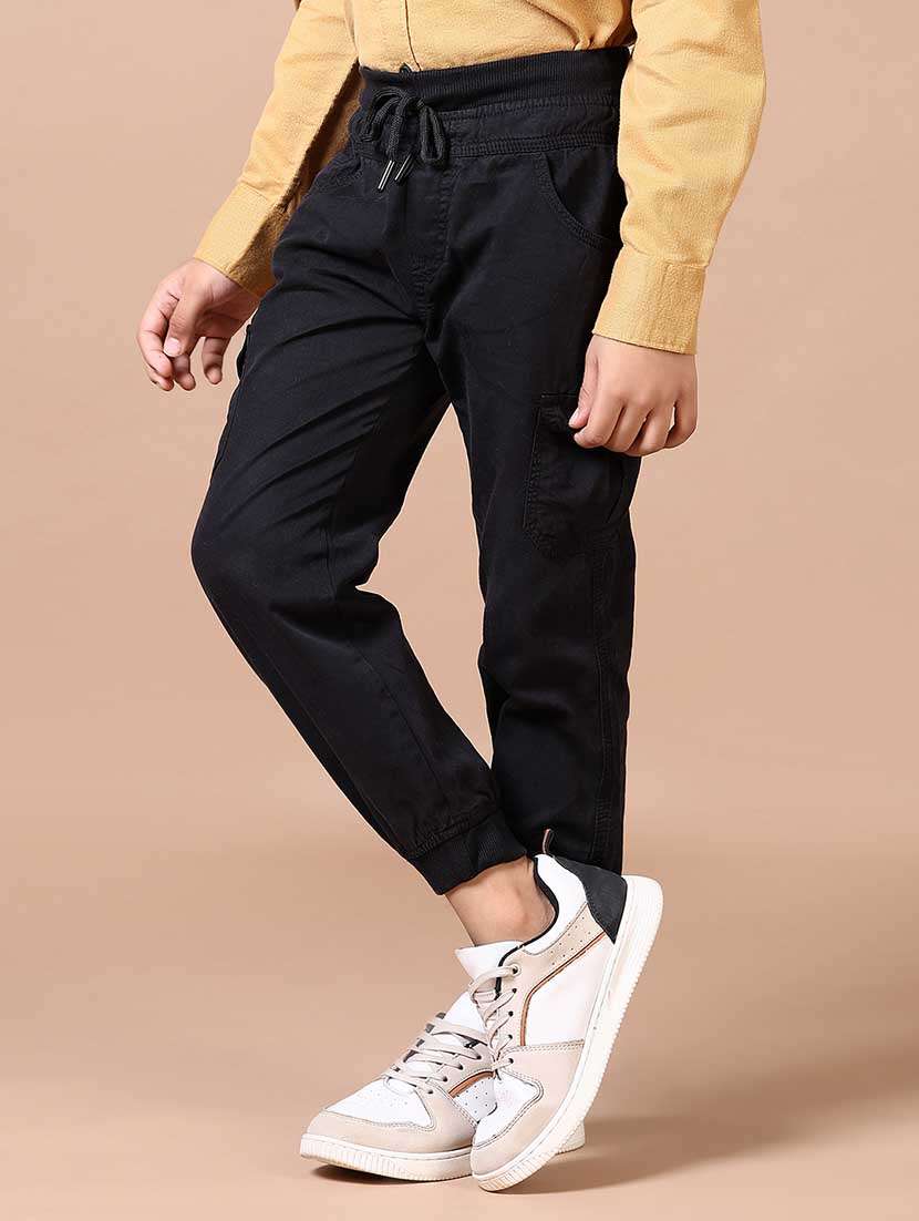 boys black solid mid rise jogger - 21524171 -  Standard Image - 2