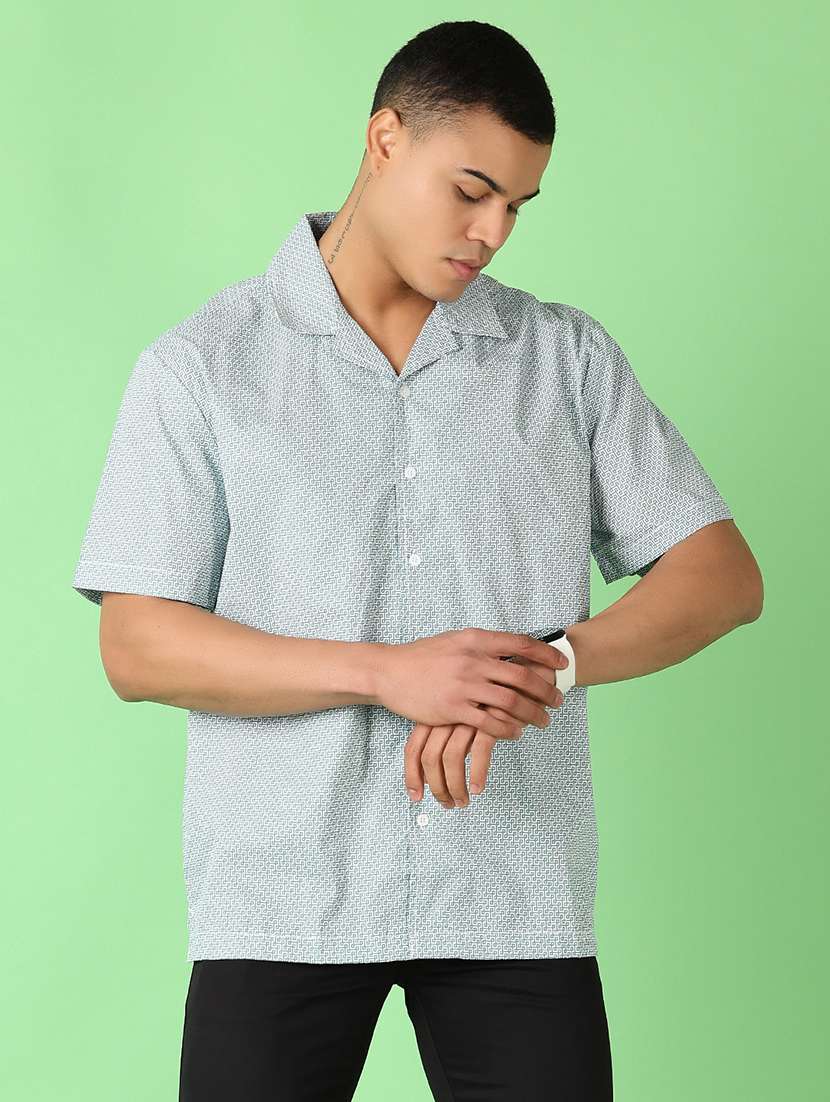 men printed short sleeve casual shirt - 21524172 -  Standard Image - 2