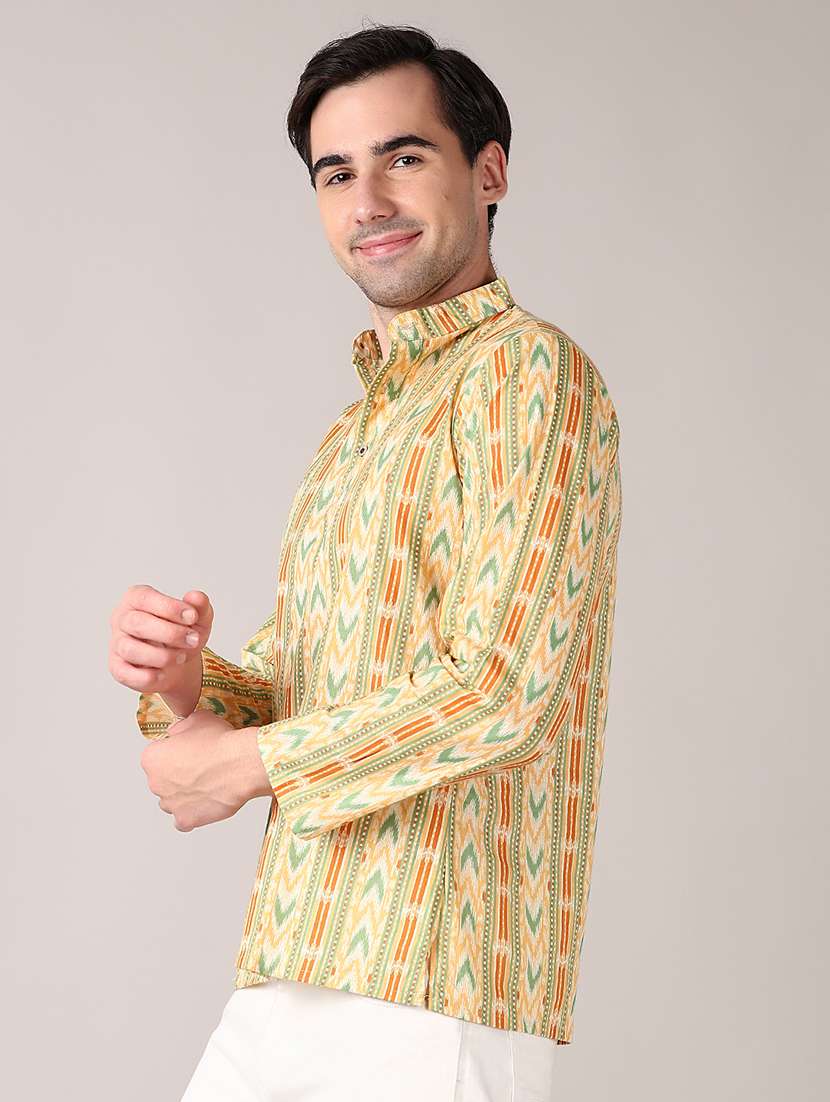 men printed cotton short kurta - 21524178 -  Standard Image - 2