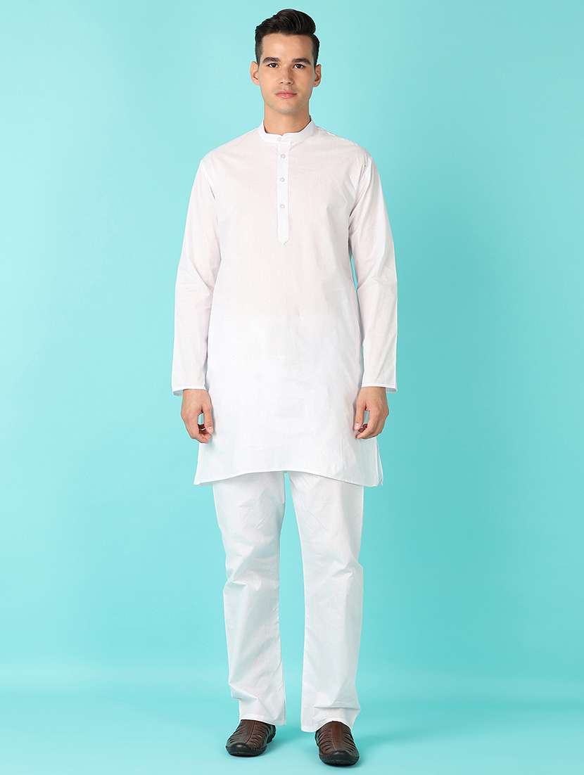 men solid kurta pyjama ethnic wear set