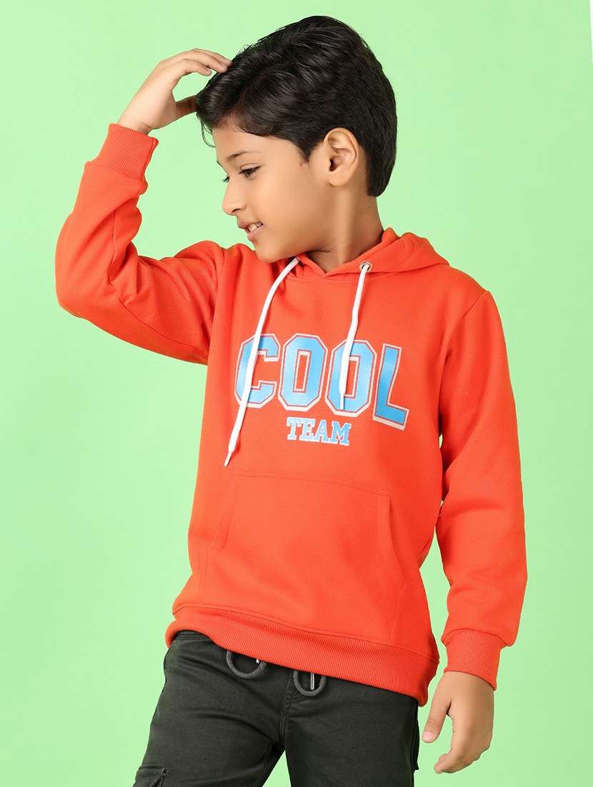 boys typographic printed long sleeve hooded sweatshirt - 21524206 -  Standard Image - 2