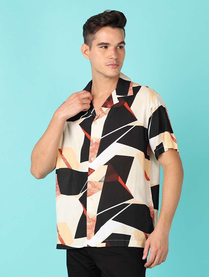men printed short sleeve casual shirt - 21524308 - Standard Image - 2