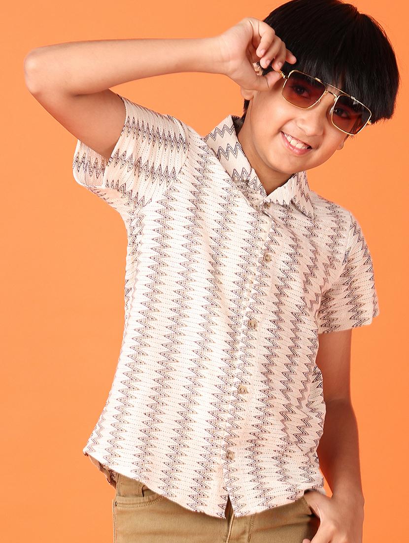 boys self design short sleeve casual shirt - 21524353 - Standard Image - 2