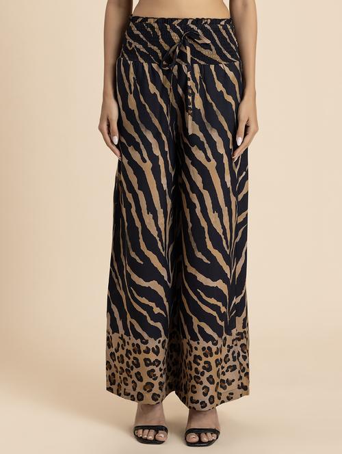 women black rayon wide leg trouser - 21524805 - Standard Image - 0