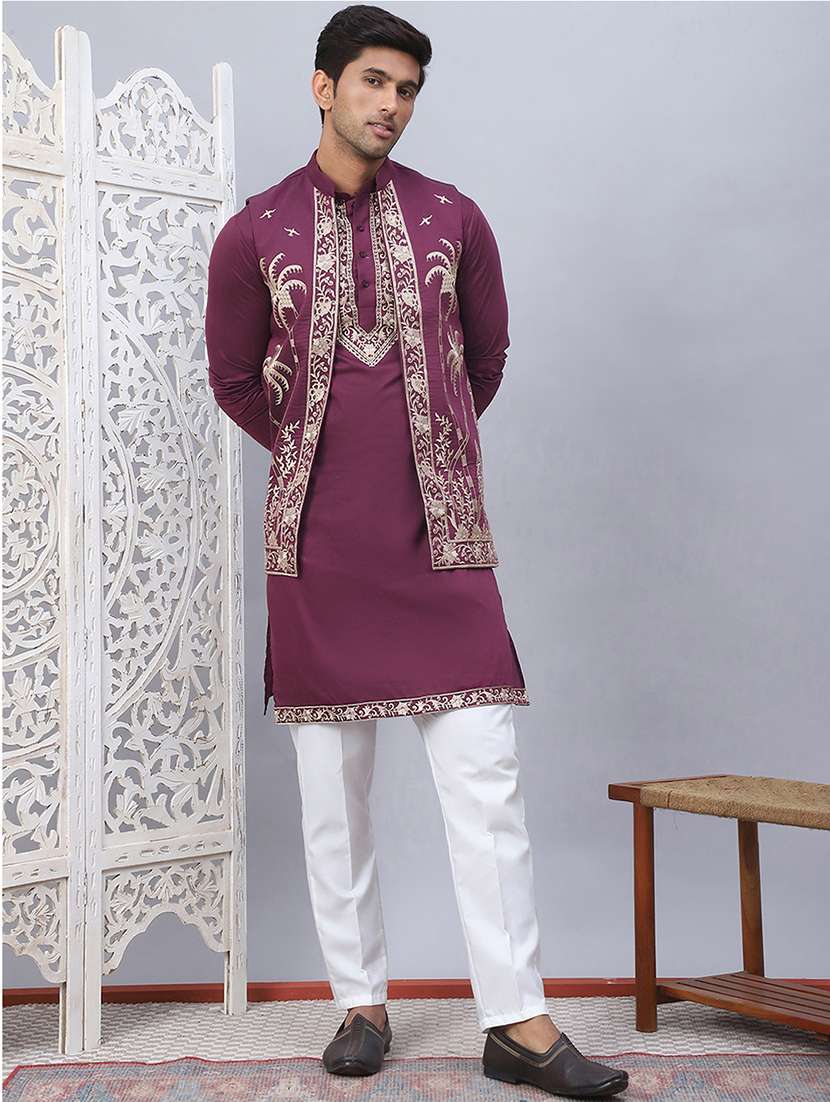 Men Embroidered Kurta Pyjama With Jacket - 21524844 -  Standard Image - 2