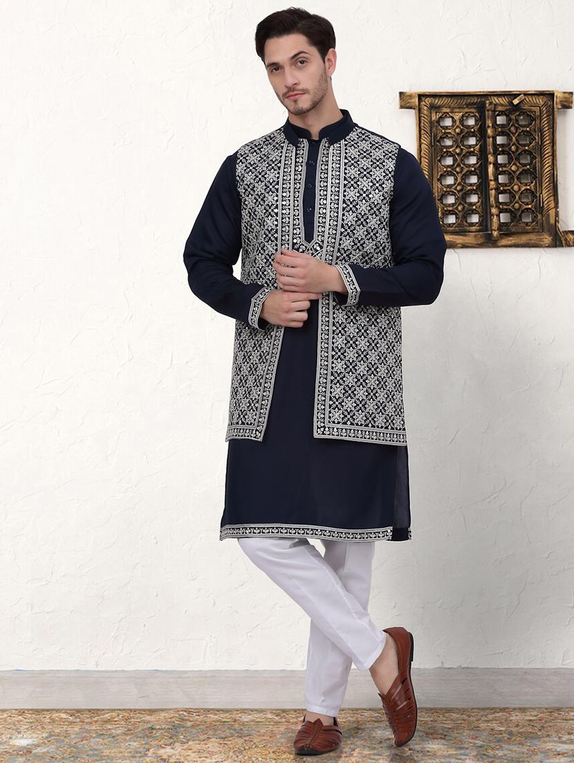 men embroidered kurta pyjama with jacket  - 21524850 -  Zoom Image - 0