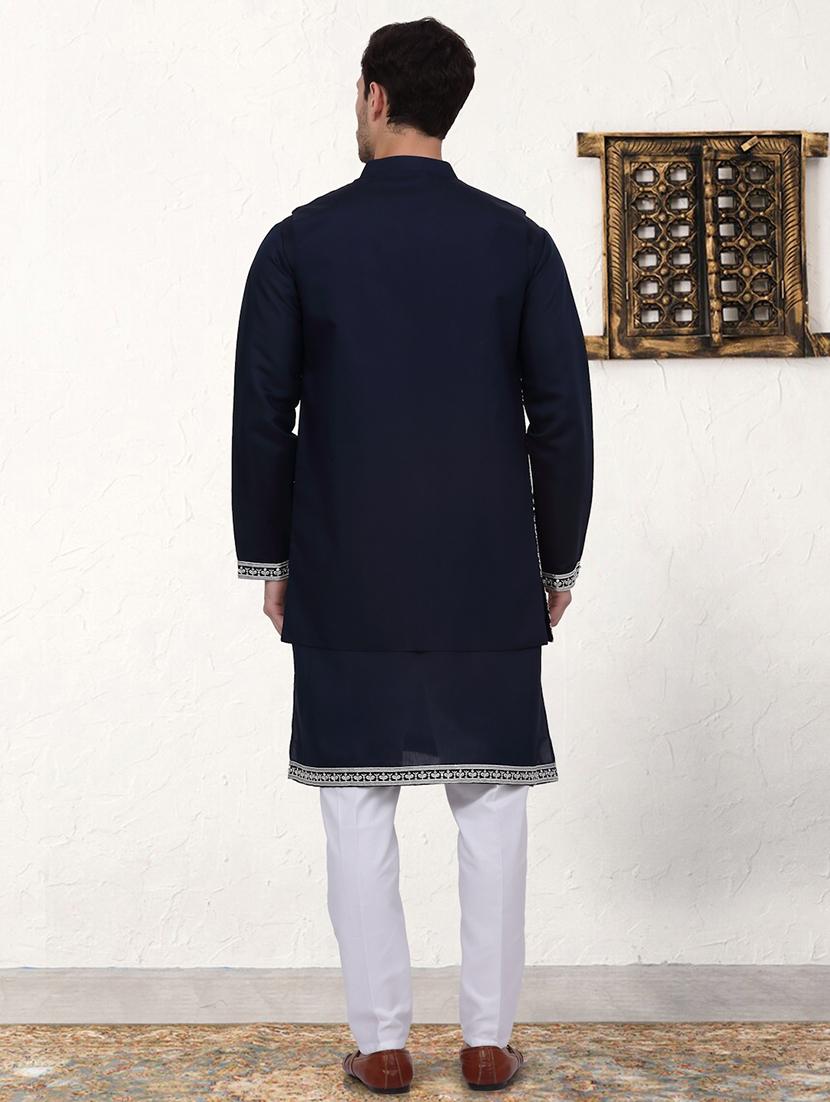 men embroidered kurta pyjama with jacket - 21524850 - Standard Image - 2
