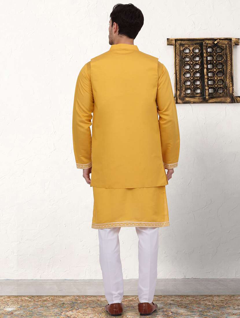 men embroidered kurta pyjama with jacket  - 21524851 -  Standard Image - 2