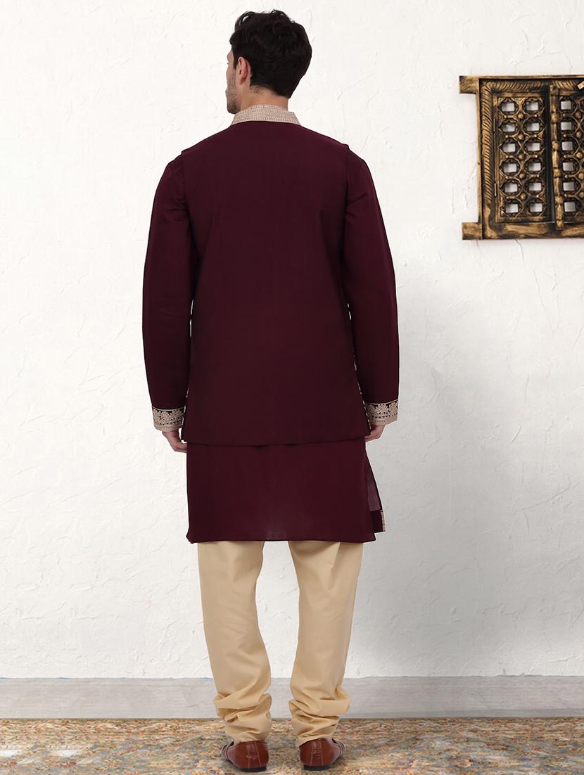 men embroidered kurta pyjama with jacket ethnic wear set - 21524858 - Standard Image - 2