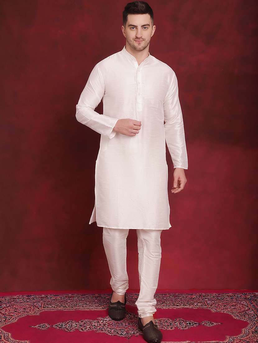 men solid kurta pyjama set with printed jacket - 21524878 - Standard Image - 2