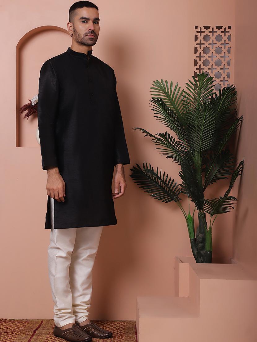 men mandarin neck silk kurta pyjama with jacket ethnic wear set - 21524903 - Standard Image - 2