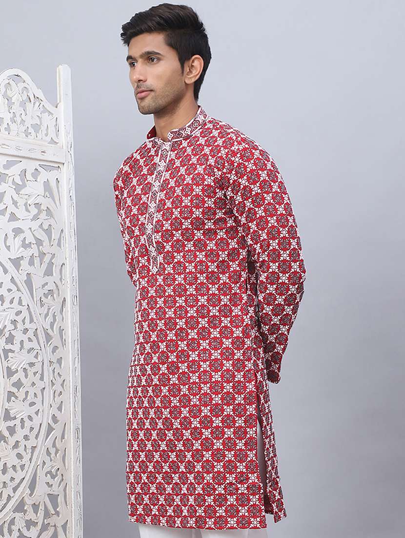 men printed mandarin neck long kurta  - 21524977 -  Standard Image - 2