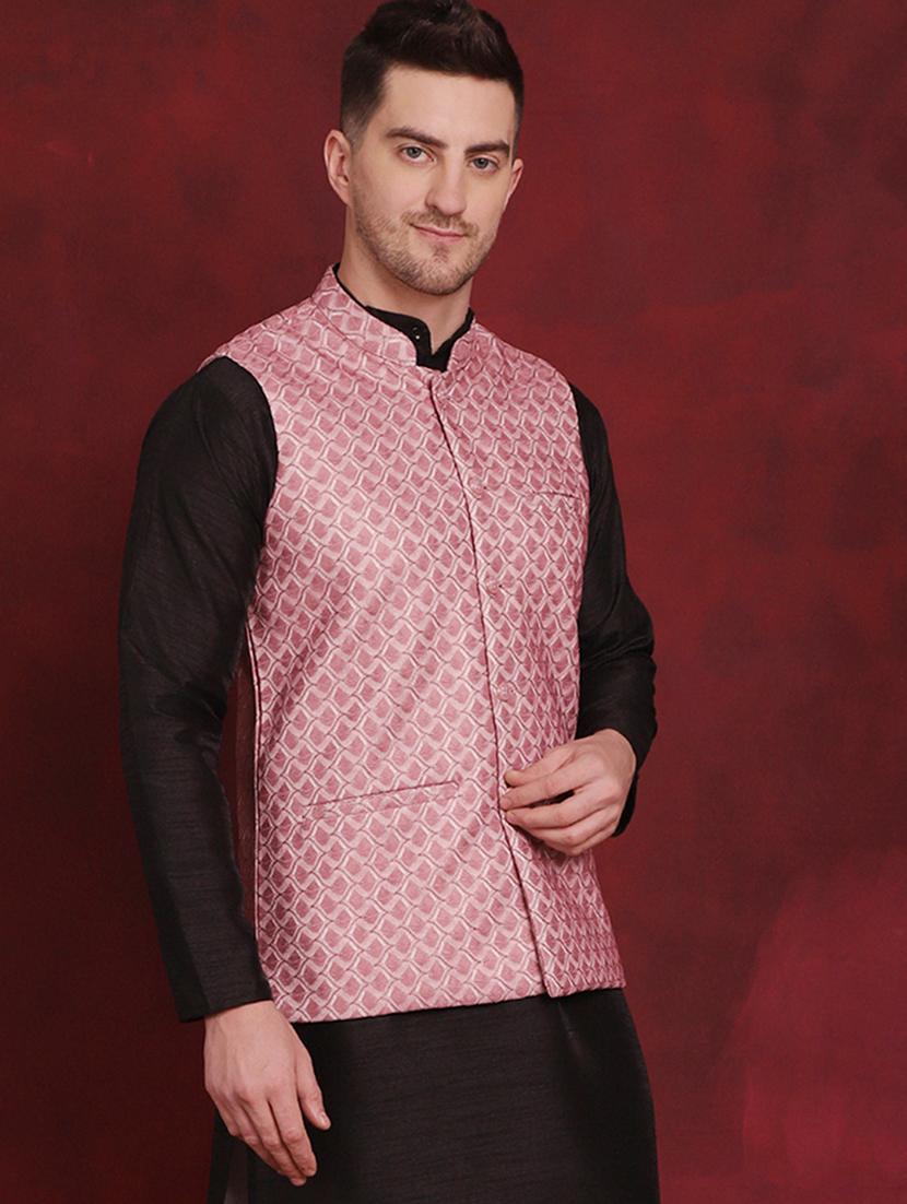 men mandarin neck printed nehru jacket - 21524993 - Standard Image - 2