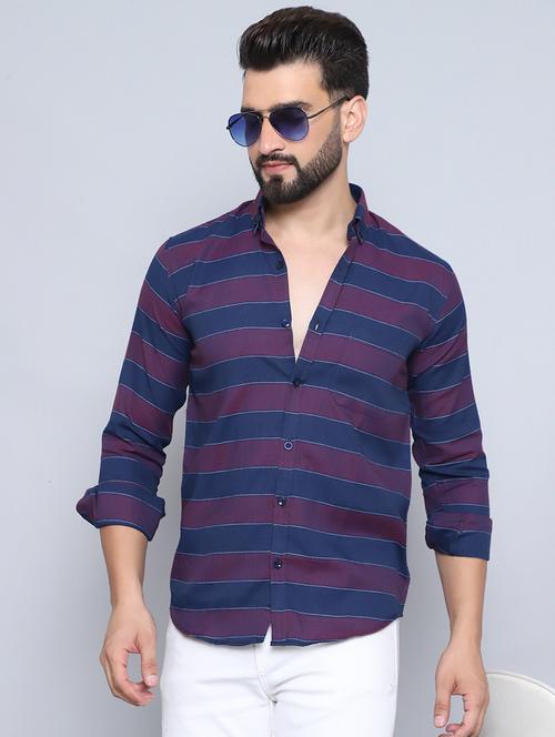 men collared stripes casual shirt - 21525032 - Standard Image - 0