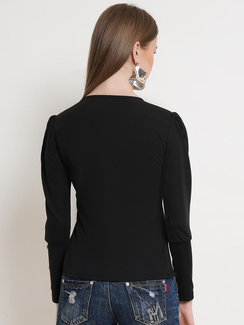 women solid round neck top - 21525044 - Standard Image - 2