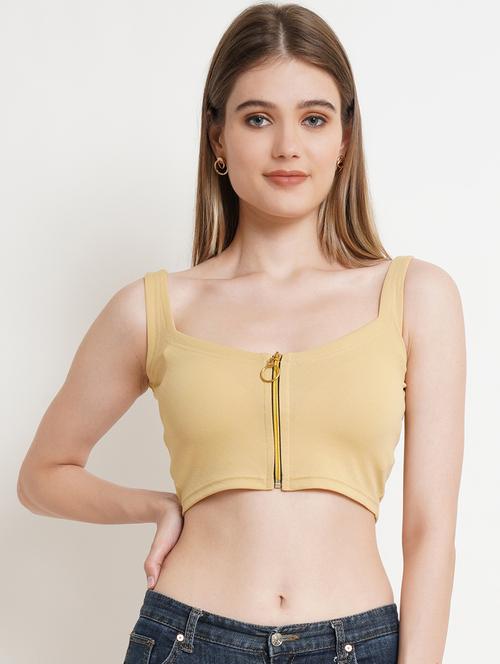 women solid sleeveless crop top - 21525055 -  Standard Image - 0