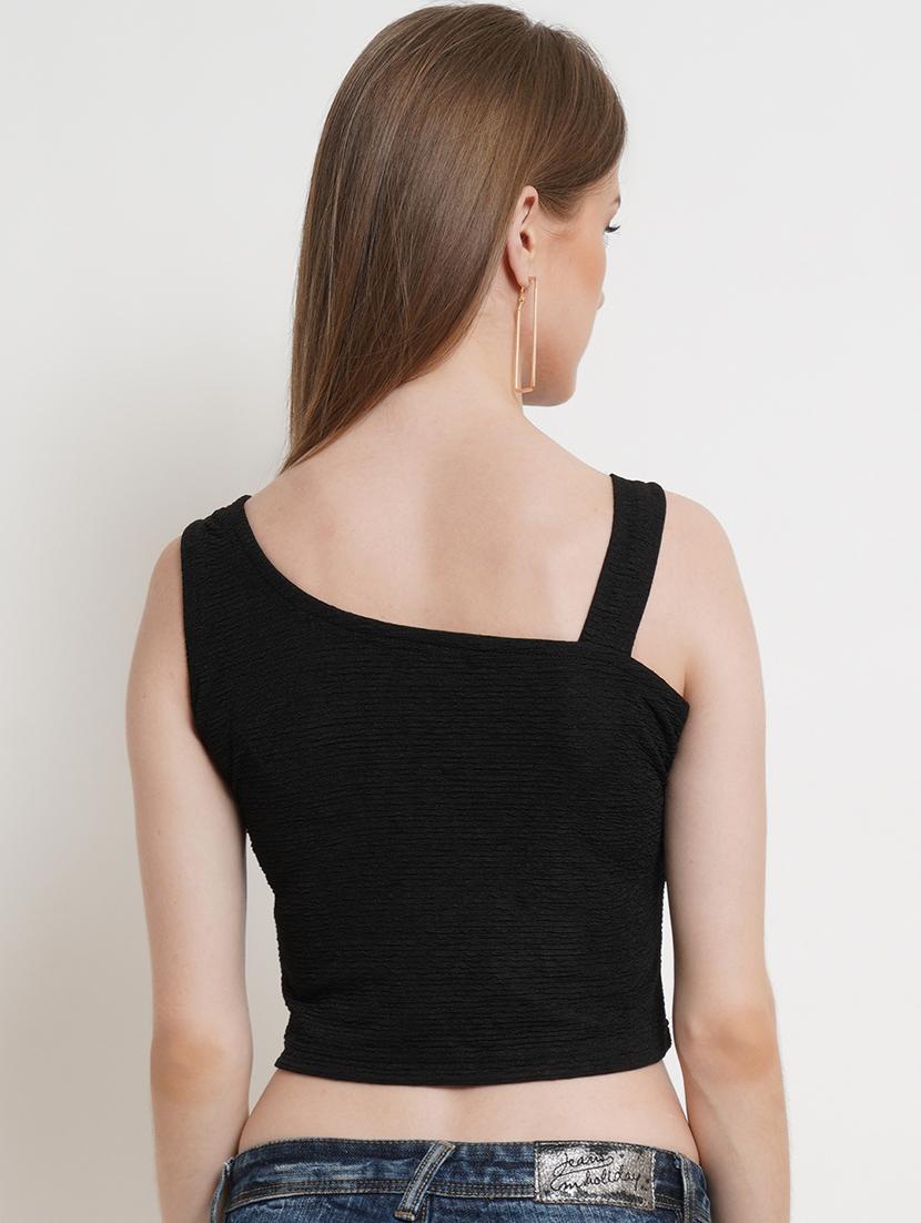 women solid sleeveless crop top - 21525066 - Standard Image - 2