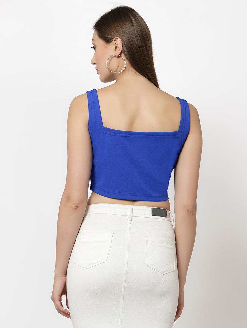 women solid sleeveless crop top - 21525074 - Standard Image - 2