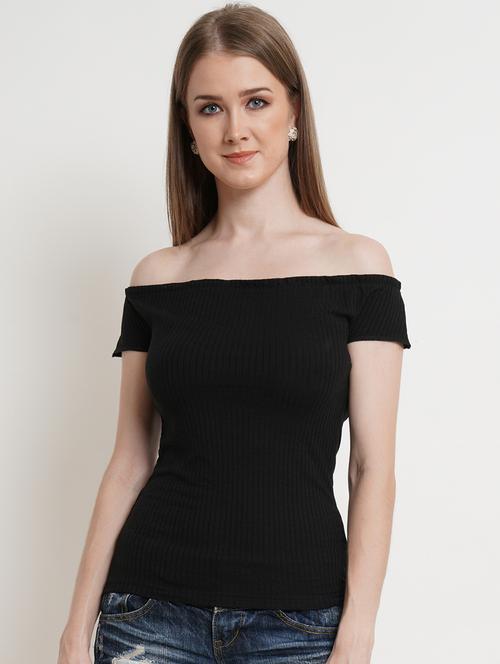 women solid off shoulder top - 21525080 -  Standard Image - 0