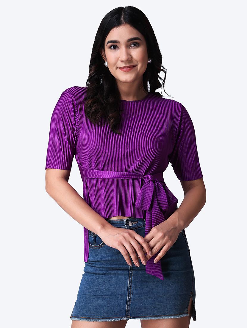 women self design round neck high low top - 21525083 -  Zoom Image - 0