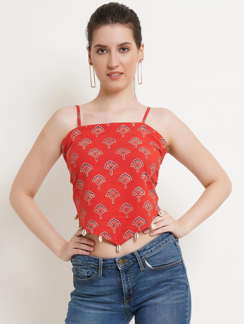 women printed sleeveless asymmetric top - 21525092 -  Zoom Image - 0