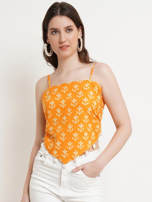 women printed sleeveless asymmetric top - 21525093 - Standard Image - 0