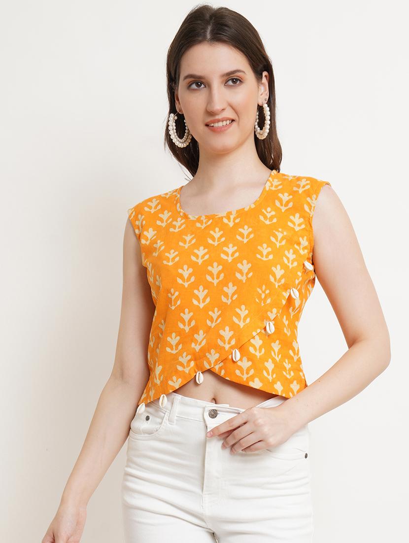 women printed round neck crop top - 21525096 - Zoom Image - 0