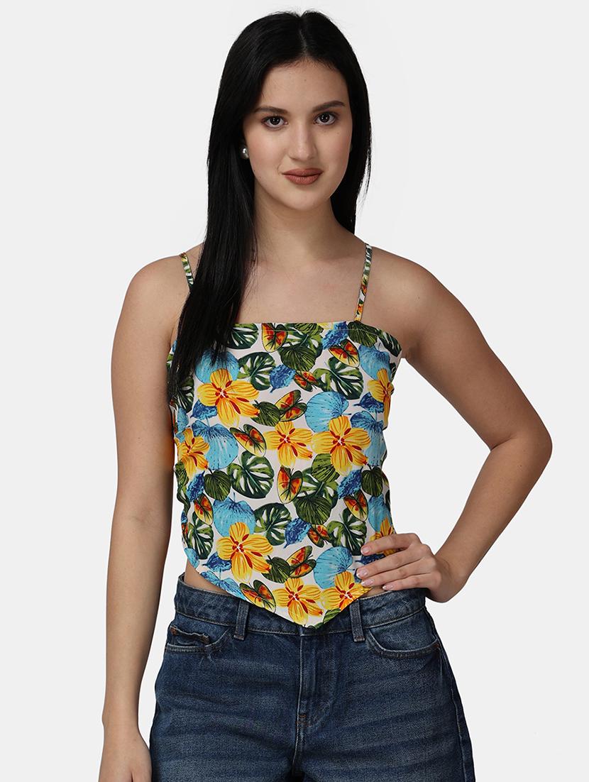 women printed sleeveless asymmetric top - 21525110 -  Zoom Image - 0