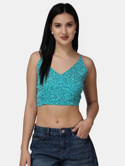 women printed sleeveless crop top - 21525113 - Standard Image - 0