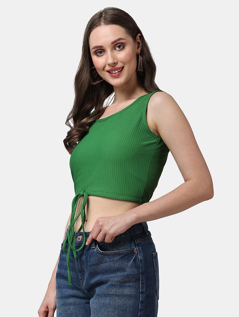 women solid round neck crop top - 21525126 - Standard Image - 2