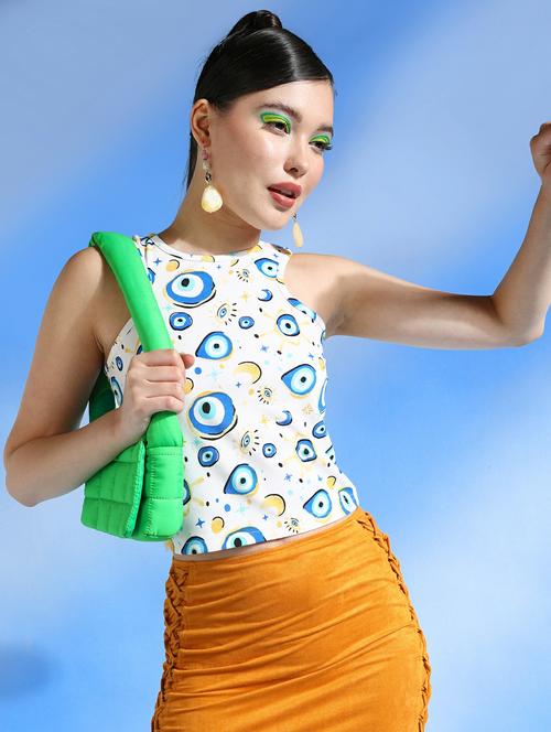women printed sleeveless crop top - 21525152 - Standard Image - 0