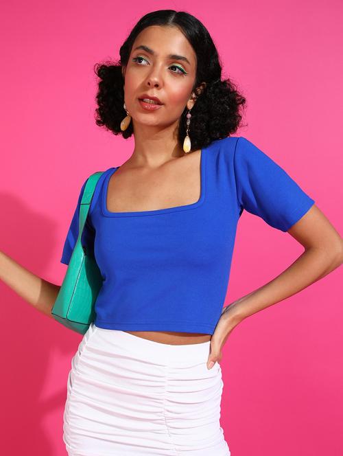 women solid square neck crop top - 21525171 -  Standard Image - 0