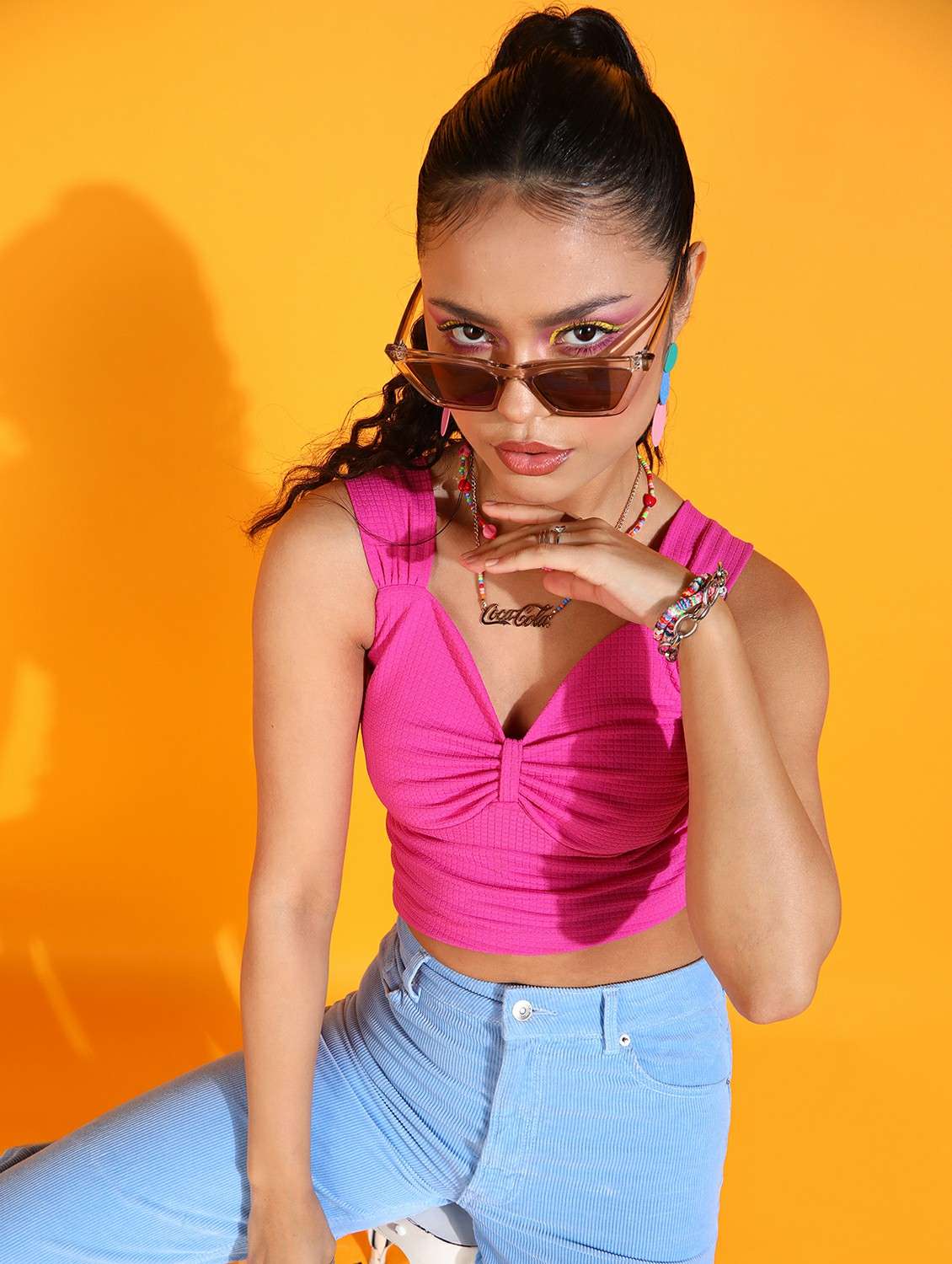 women solid sleeveless crop top - 21525205 -  Zoom Image - 0