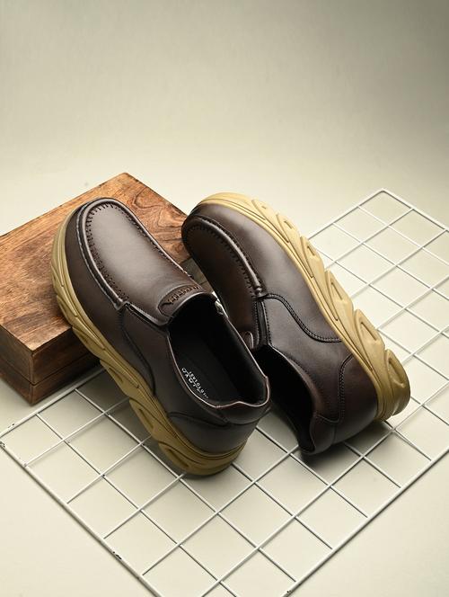 kastava men's without laces brown slip on casual shoes - 21525258 - Standard Image - 0