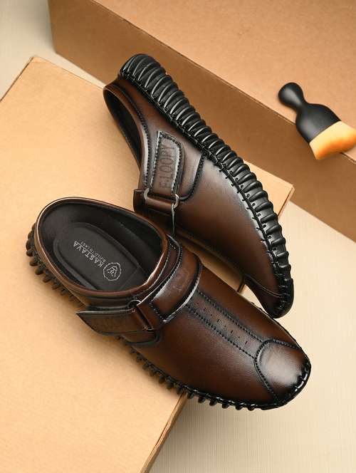 men brown solid slip on sandal - 21525261 -  Standard Image - 0