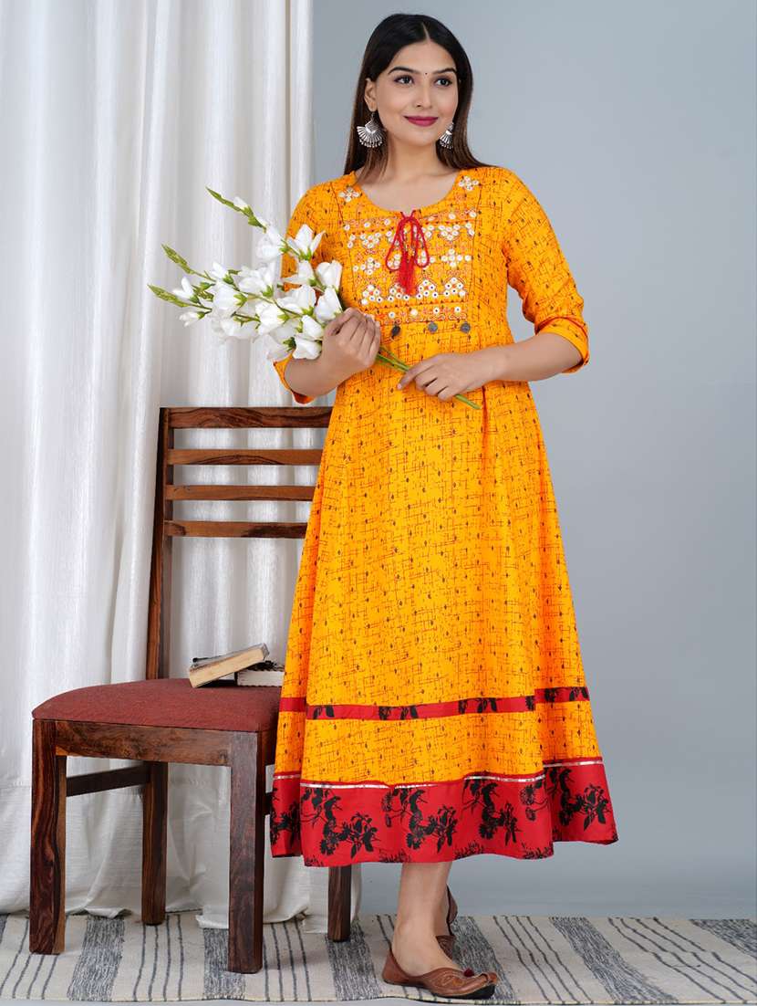 women geometric tie-up neck flared dress - 21525270 -  Standard Image - 2