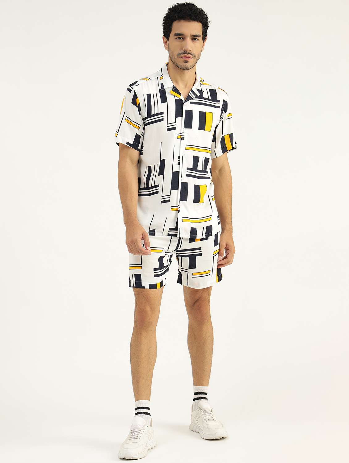 men white geometric print co-ord sets