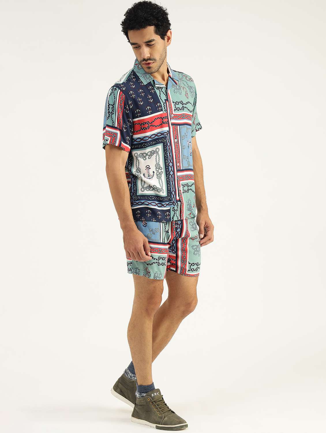 men blue printed co-ord sets - 21525290 -  Standard Image - 2