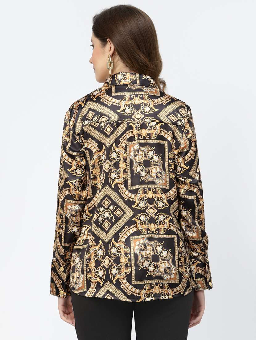 women printed collared long sleeves shirt - 21525737 - Standard Image - 2