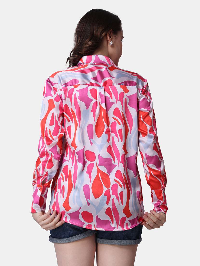 women printed collared long sleeves shirt - 21525740 - Standard Image - 2