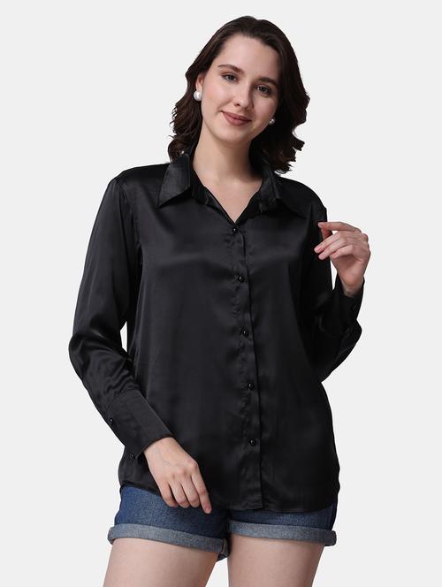 women solid collared long sleeves shirt - 21525747 - Standard Image - 0